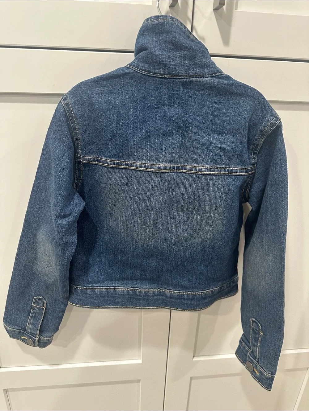 The Children's Place Girls' Dark Blue Denim Jacket with Pink Embroidered Accents